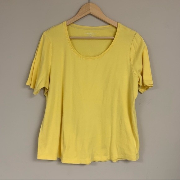 Butter Yellow Short Sleeve Women’s 1X Tee Shirt Top Blouse by Croft & Barrow - Picture 1 of 6
